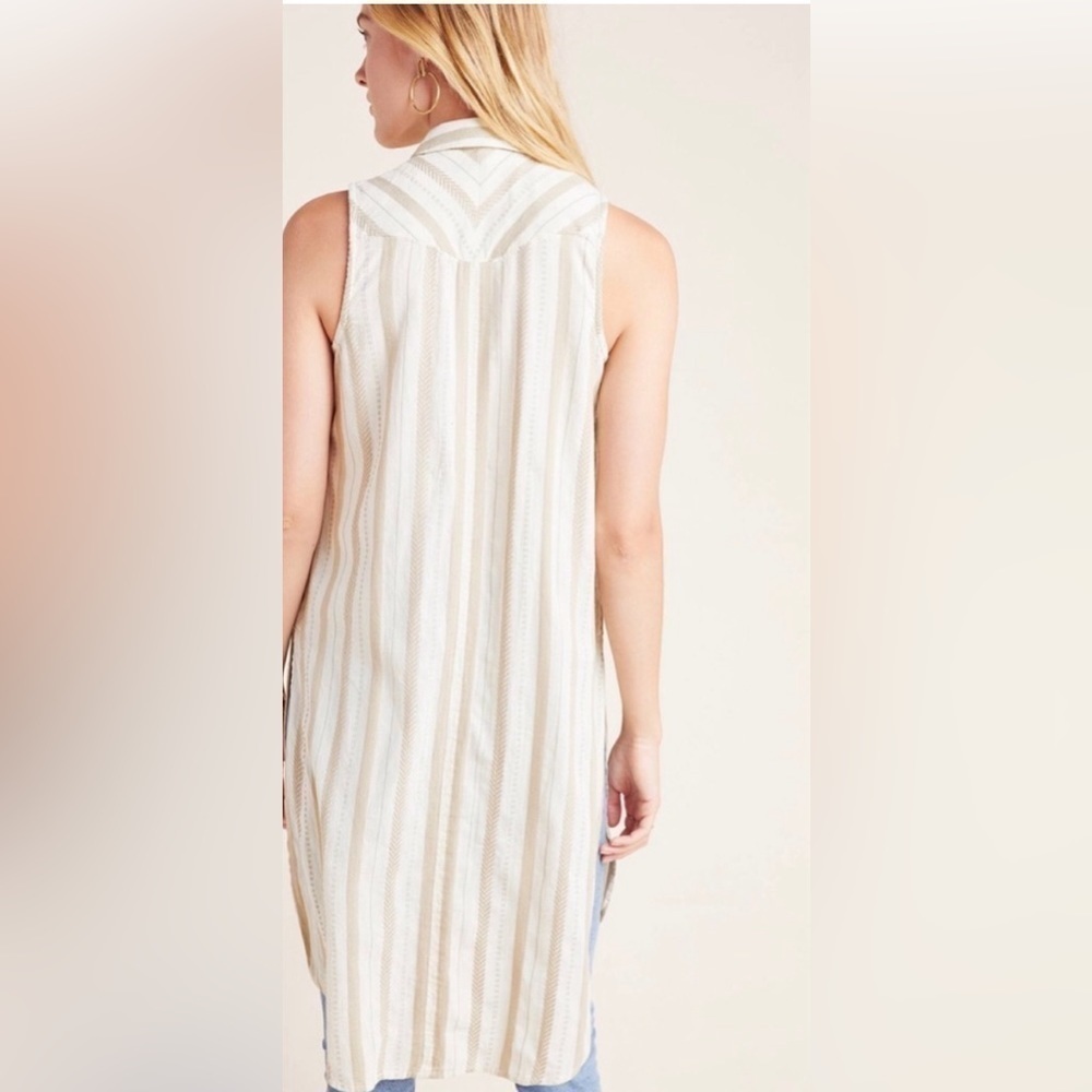 Anthropologie Delphine Textured Button Front Tuni… - image 2